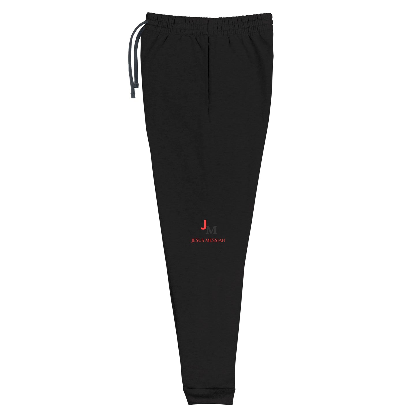 Unisex Joggers: "JM - Jesus Messiah", in Red-Blue script